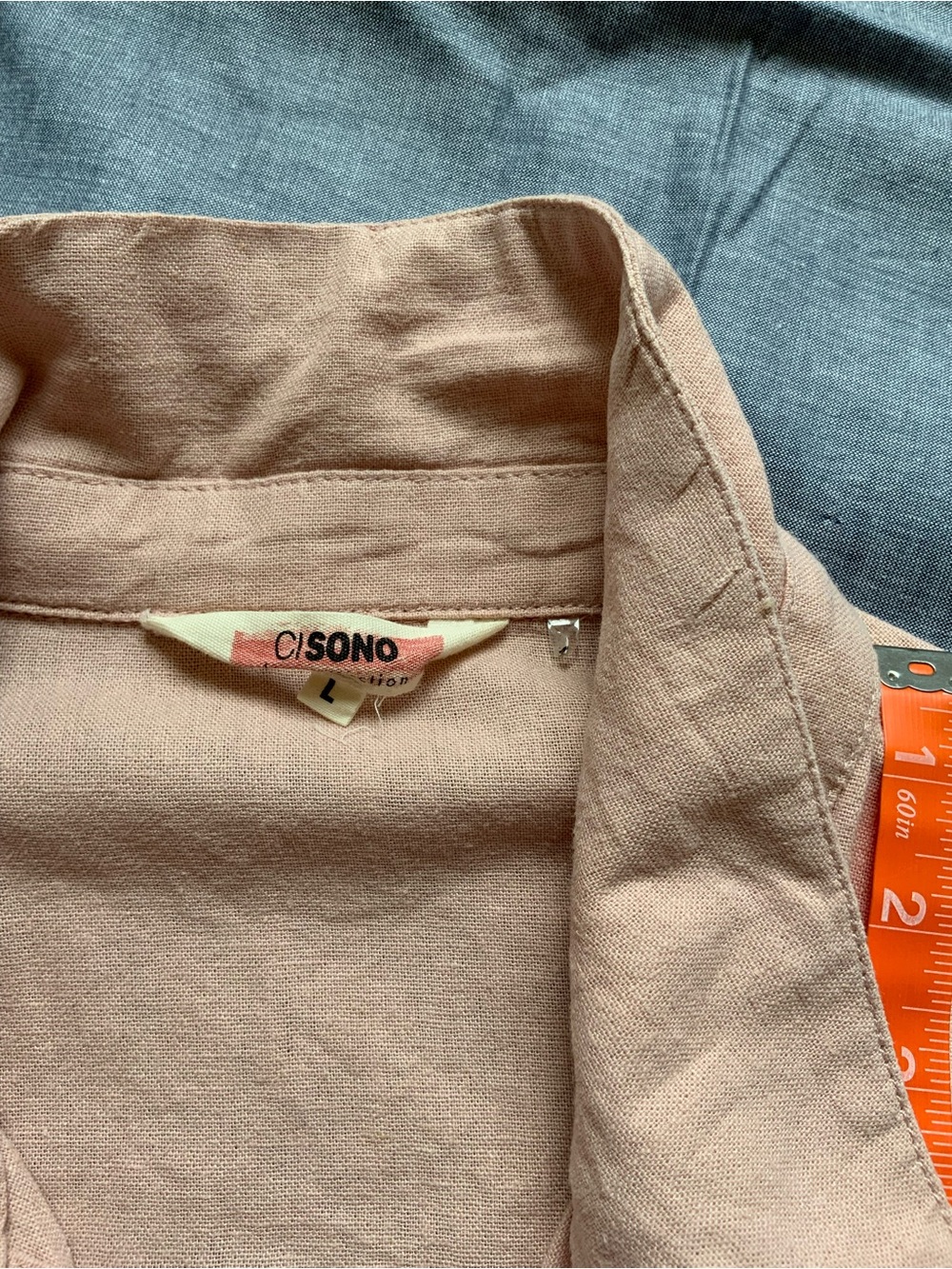 Ci Sono Blush Brown Statement Button Linen Jacket - Picture 5 of 10